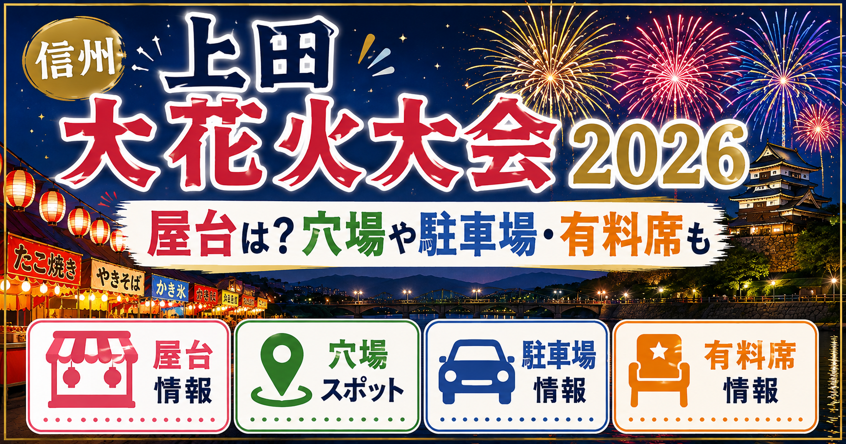 信州上田大花火大会2026の屋台・穴場・駐車場・有料席情報